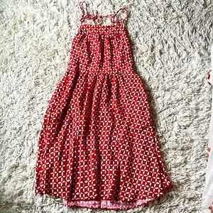 Red Geometric Tied-Back Dress